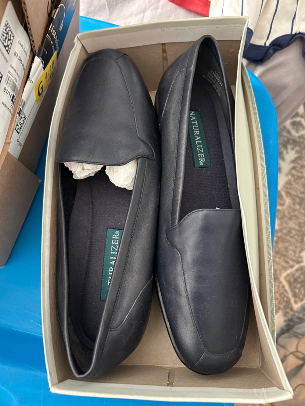 Naturalizer Navy Blue Leather Slip-On Loafers